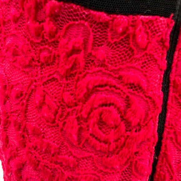 ABS Prom Maxi Dress Womens M Sleeveless Pink Lace‎ Mesh Fit Flare Mermaid Girlie - Picture 7 of 8